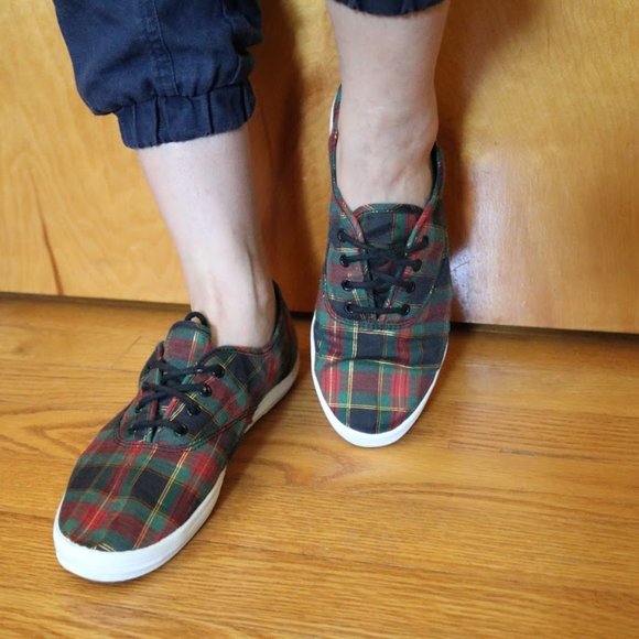 KEDS Vintage Christmas Plaid Sneakers Retro 90s Holiday - Size 8 - Picture 12 of 16